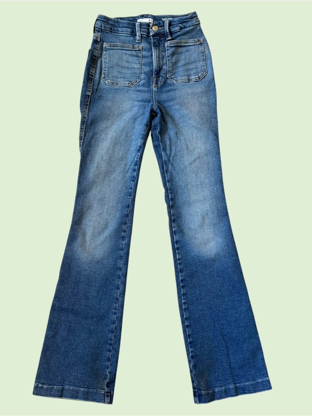 Good American Medium Blue Boot-Cut High-Rise Jeans